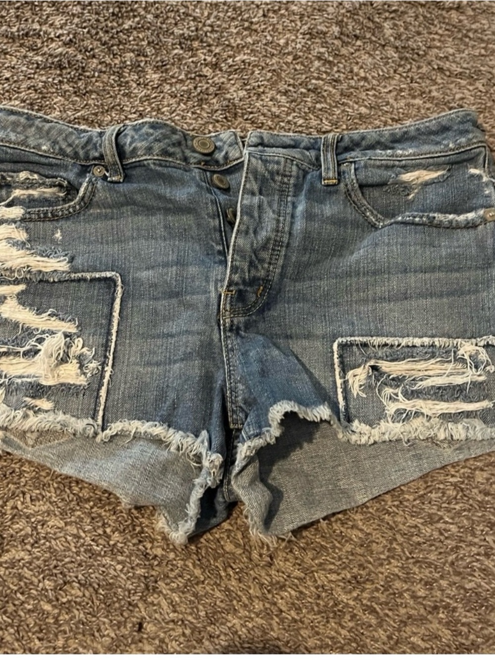 American Eagle Outfitters Distressed Light Blue Denim Cutoff Shorts